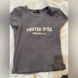 White fox grey ribbed baby tee small